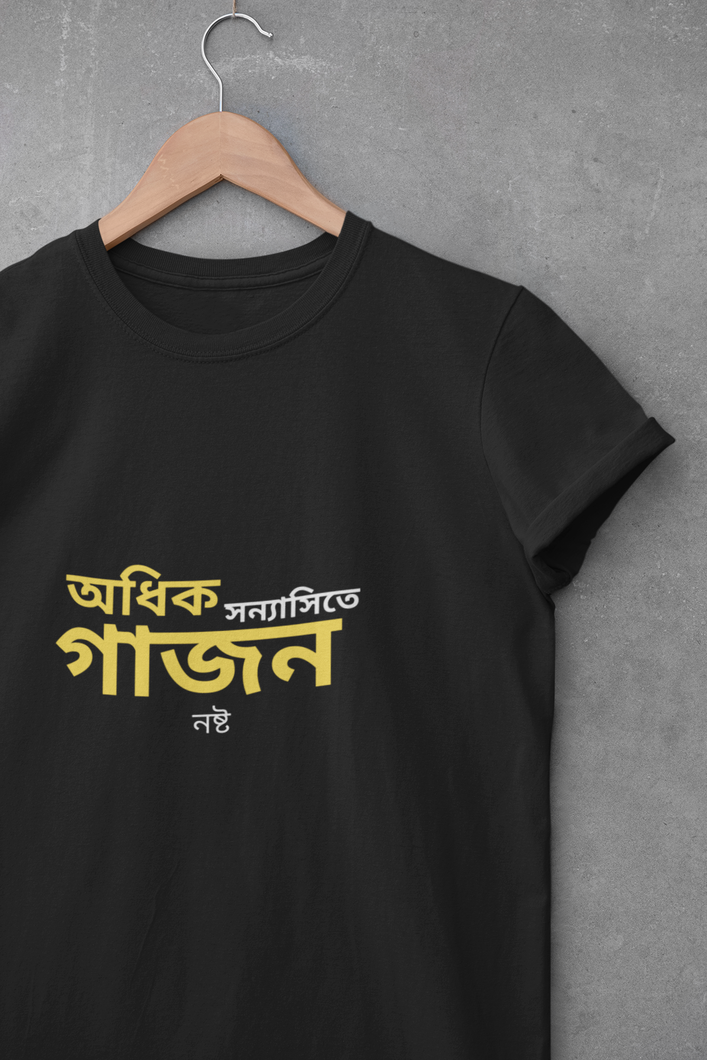 Black bengali printed half sleeve tshirt