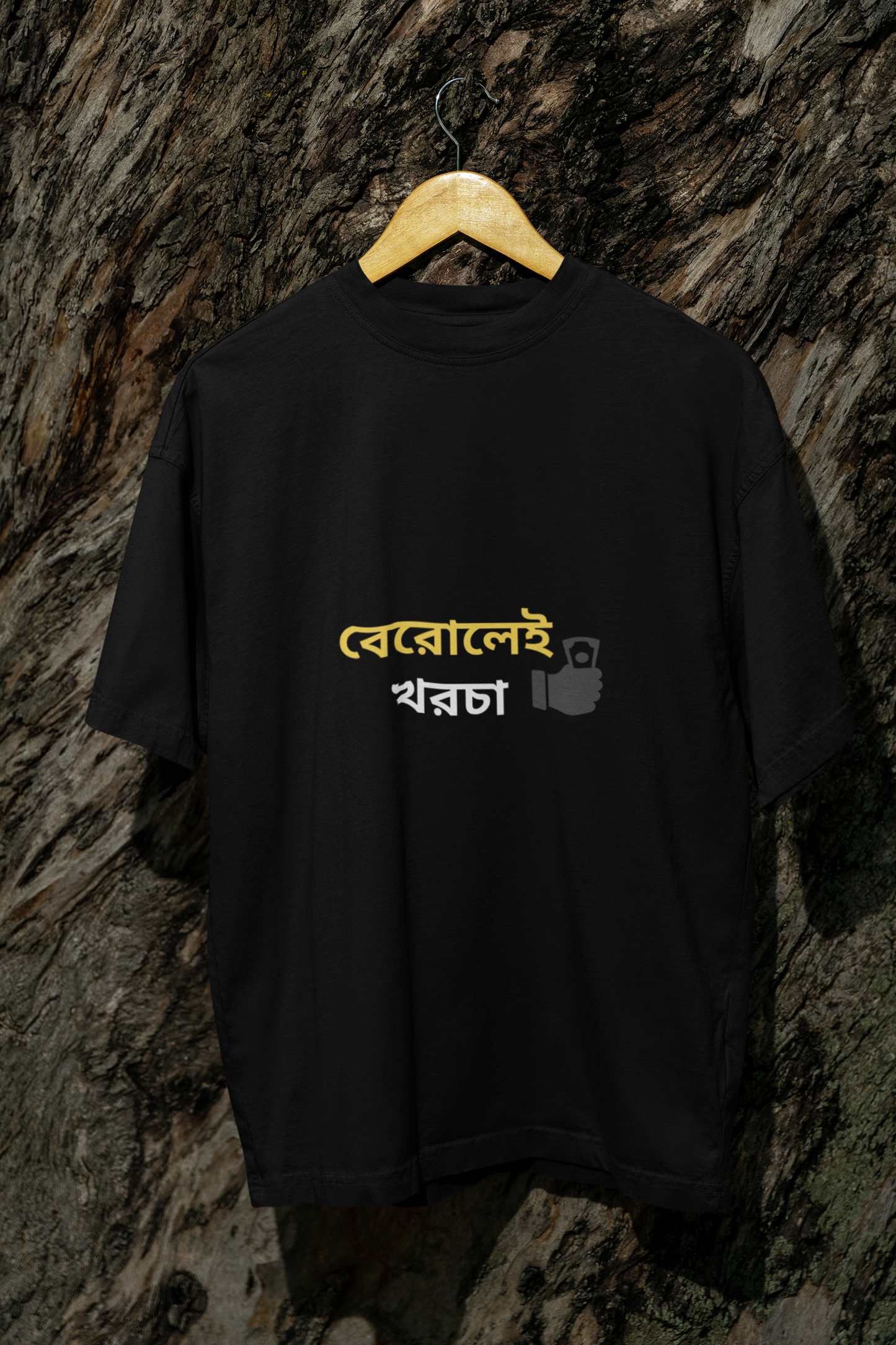 Black bengali printed berolei khorcha half sleeve tshirt